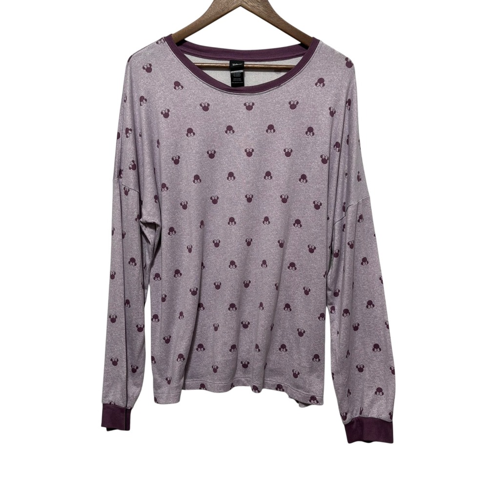Disney‎ Minnie Mouse Lounge Sleep Shirt XL Purple Cozy Leisure All Over Graphic